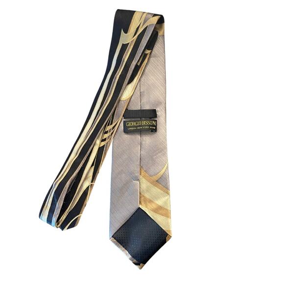 Giorgio Bissoni silk tie vintage black silver gold - Picture 2 of 4